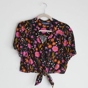 Princess Highway Cropped Tie Floral Blouse